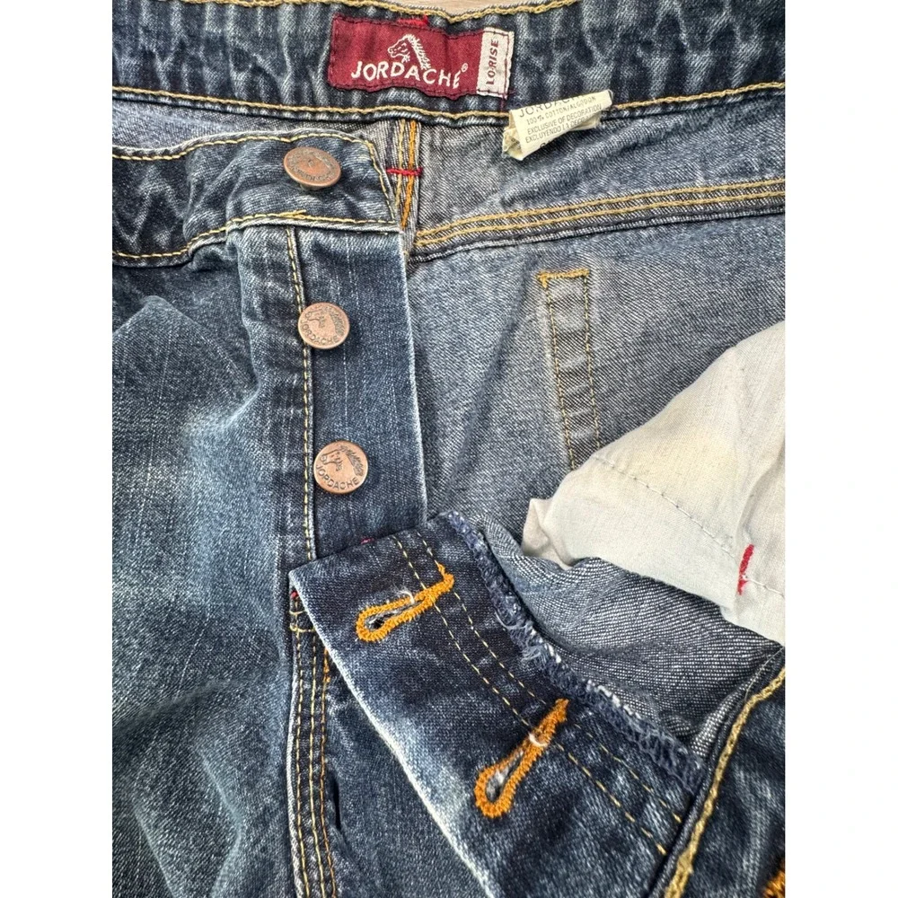 Vintage Jordache Lo-Rise Flare Jeans Women 15/16 Blue Dark‎ Wash Button Fly